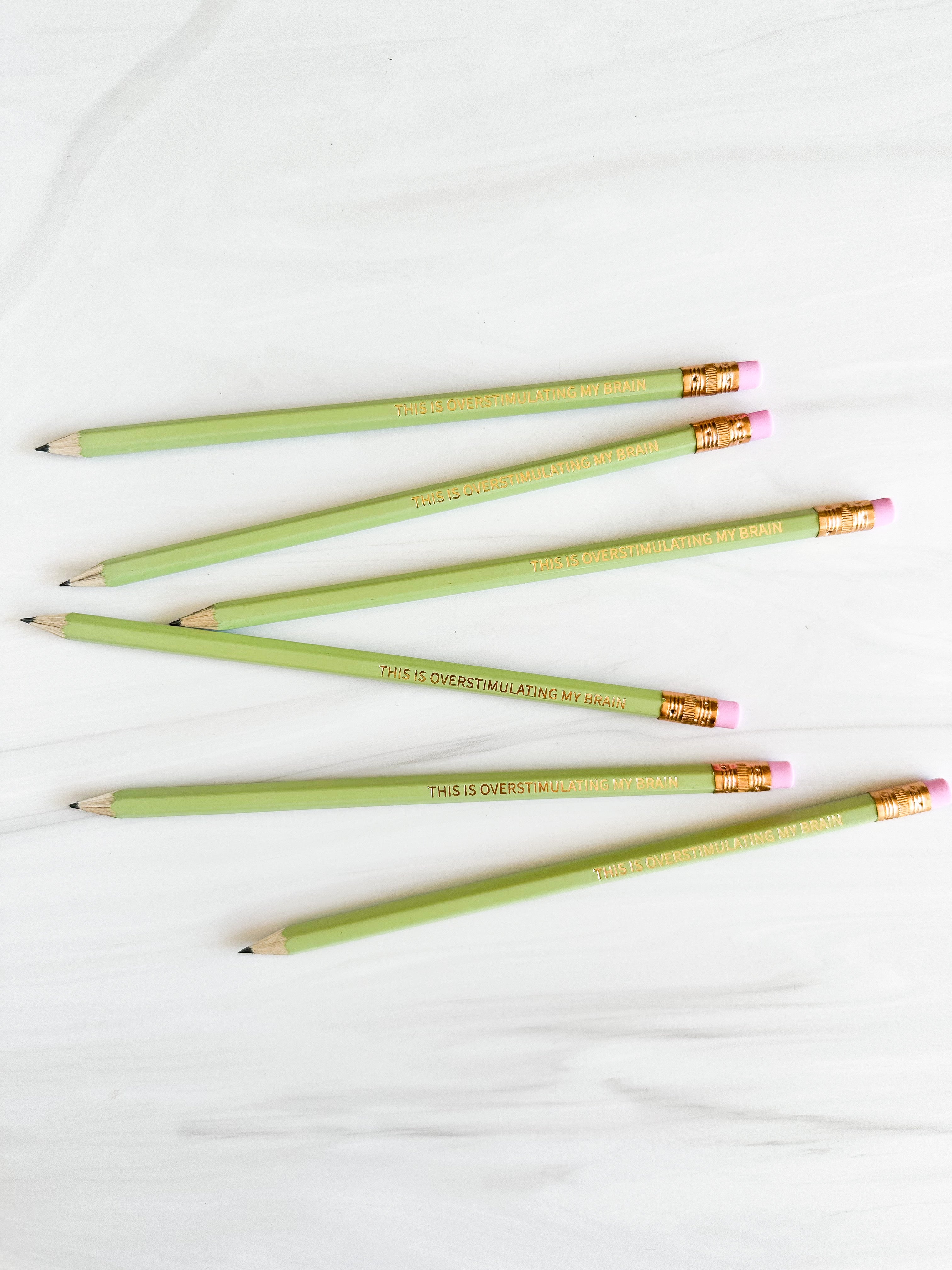 Set of 6 'This is Overstimulating my Brain' Hex Pencils | Sharpened